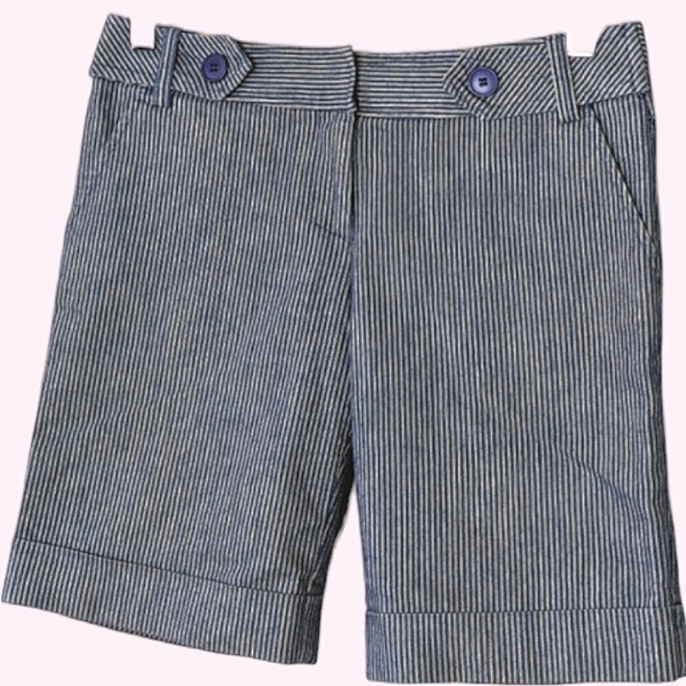 Forever Stretch Cotton Pinstripe Low Rise Long Dress Shorts size S